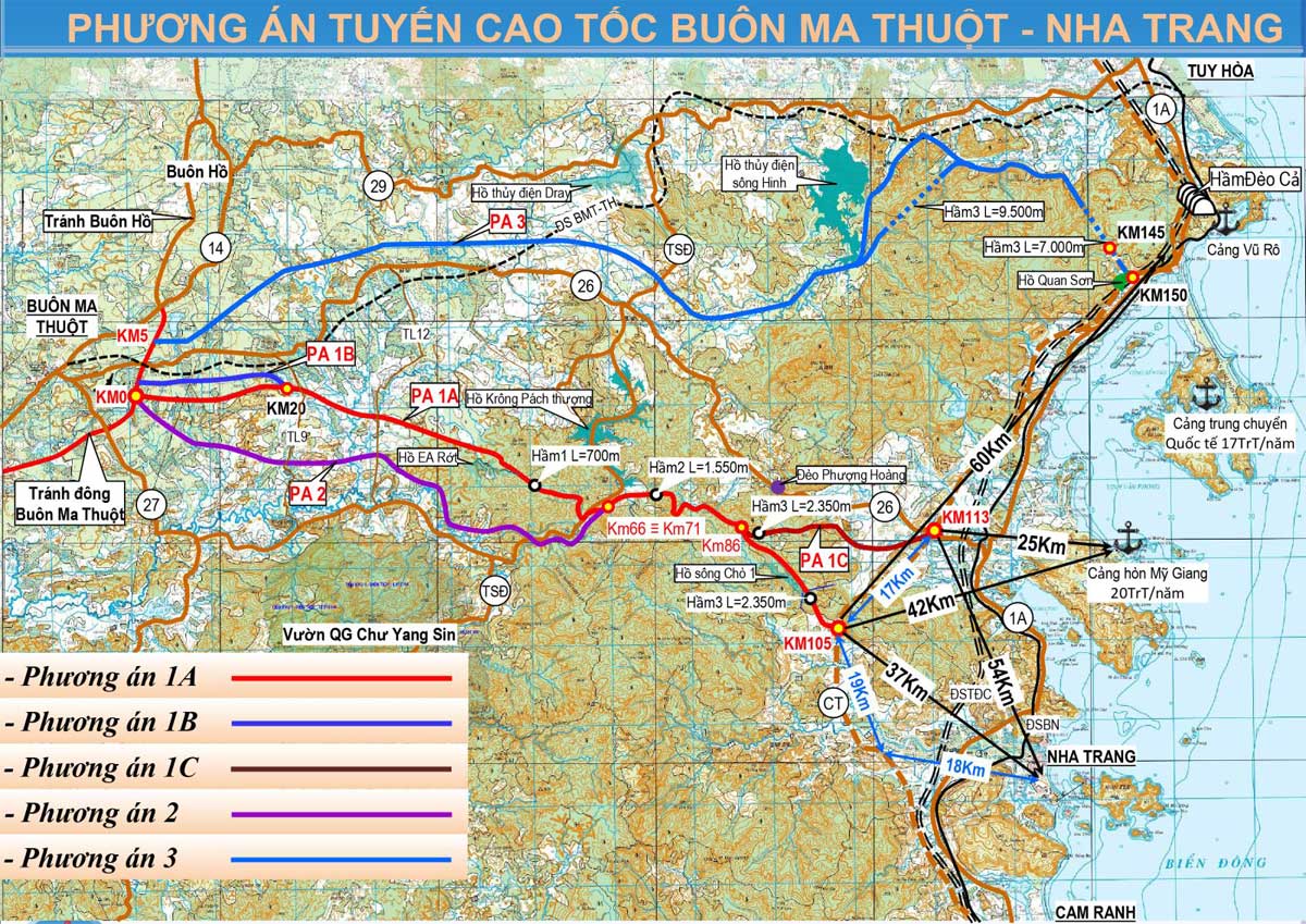 Phương án định hướng Tuyến cao tốc Buôn Ma Thuột - Nha Trang